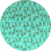 Round Oriental Turquoise Modern Rug, abs4723turq