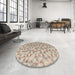 Round Machine Washable Abstract Brown Rug in a Office, wshabs4723