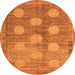 Round Machine Washable Oriental Orange Modern Area Rugs, wshabs4724org