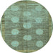 Round Oriental Light Blue Modern Rug, abs4724lblu