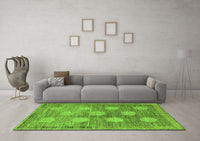 Machine Washable Oriental Green Modern Rug, wshabs4724grn