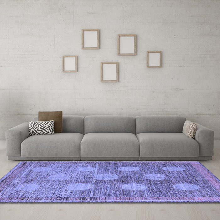Machine Washable Oriental Blue Modern Rug in a Living Room, wshabs4724blu