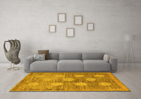 Machine Washable Oriental Yellow Modern Rug, wshabs4724yw