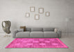 Machine Washable Oriental Pink Modern Rug in a Living Room, wshabs4724pnk