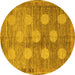 Round Machine Washable Oriental Yellow Modern Rug, wshabs4724yw