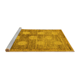 Sideview of Machine Washable Oriental Yellow Modern Rug, wshabs4724yw