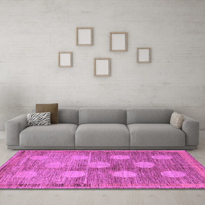 Machine Washable Oriental Purple Modern Area Rugs in a Living Room, wshabs4724pur