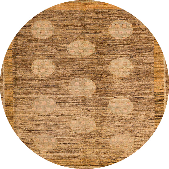 Round Machine Washable Abstract Orange Rug, wshabs4724