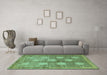 Machine Washable Oriental Turquoise Modern Area Rugs in a Living Room,, wshabs4724turq