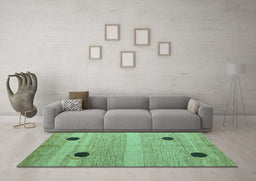 Machine Washable Oriental Turquoise Modern Area Rugs in a Living Room,, wshabs4725turq