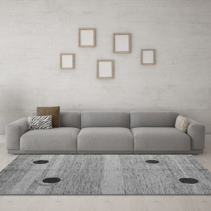 Machine Washable Oriental Gray Modern Rug in a Living Room,, wshabs4725gry