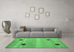 Machine Washable Oriental Emerald Green Modern Area Rugs in a Living Room,, wshabs4725emgrn