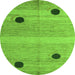 Round Machine Washable Oriental Green Modern Area Rugs, wshabs4725grn