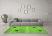 Machine Washable Oriental Green Modern Area Rugs in a Living Room,, wshabs4725grn