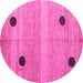 Round Oriental Pink Modern Rug, abs4725pnk