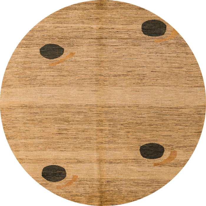 Round Machine Washable Abstract Orange Rug, wshabs4725