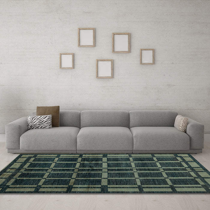 Machine Washable Oriental Light Blue Modern Rug in a Living Room, wshabs4726lblu