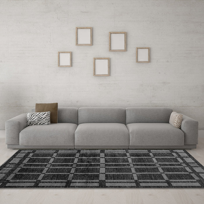 Machine Washable Oriental Gray Modern Rug in a Living Room,, wshabs4726gry