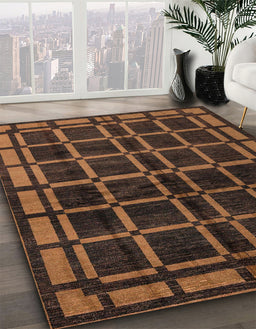 Abstract Red Oriental Rug in Family Room, abs4726