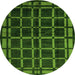 Round Machine Washable Oriental Green Modern Area Rugs, wshabs4726grn