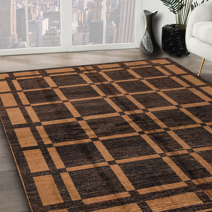 Abstract Red Oriental Rug in Family Room, abs4726