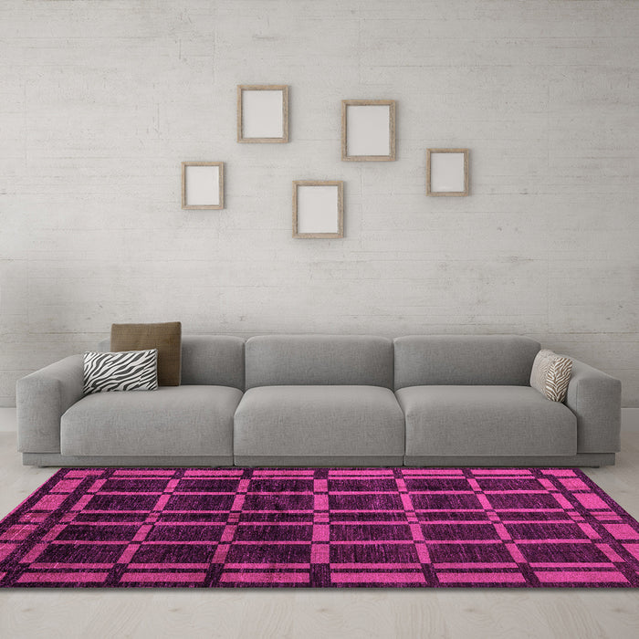 Machine Washable Oriental Pink Modern Rug in a Living Room, wshabs4726pnk