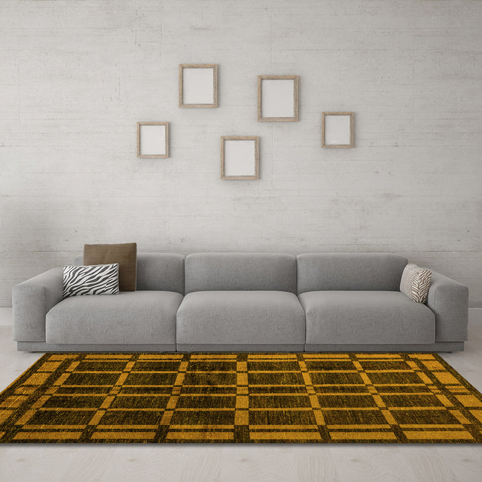 Machine Washable Oriental Yellow Modern Rug in a Living Room, wshabs4726yw