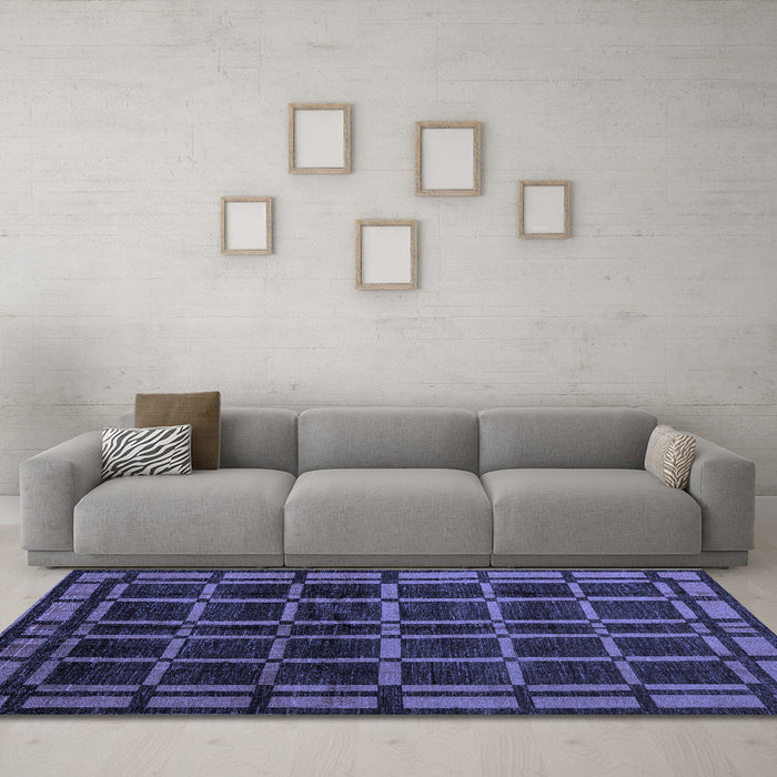Machine Washable Oriental Blue Modern Rug in a Living Room, wshabs4726blu