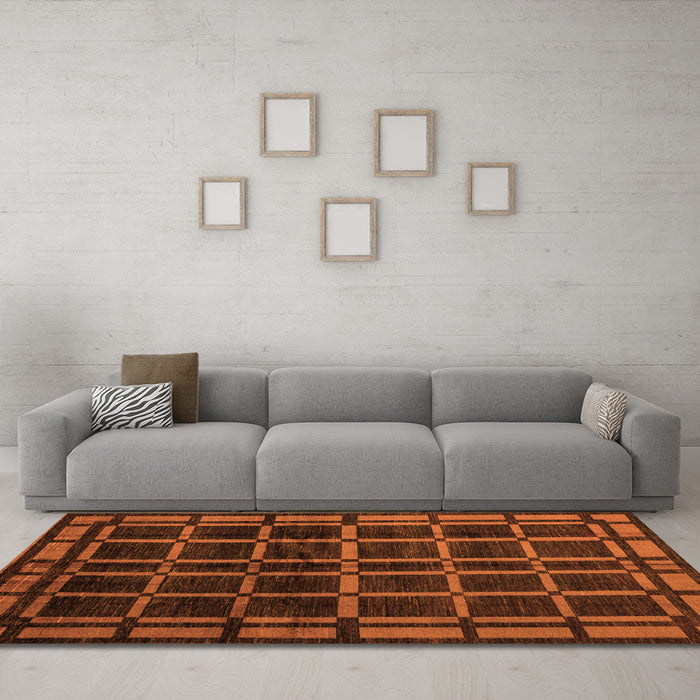 Machine Washable Oriental Orange Modern Area Rugs in a Living Room, wshabs4726org
