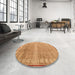 Round Abstract Orange Oriental Rug in a Office, abs4727