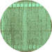 Round Oriental Turquoise Modern Rug, abs4727turq