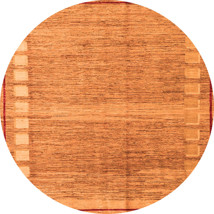 Round Machine Washable Oriental Orange Modern Area Rugs, wshabs4727org