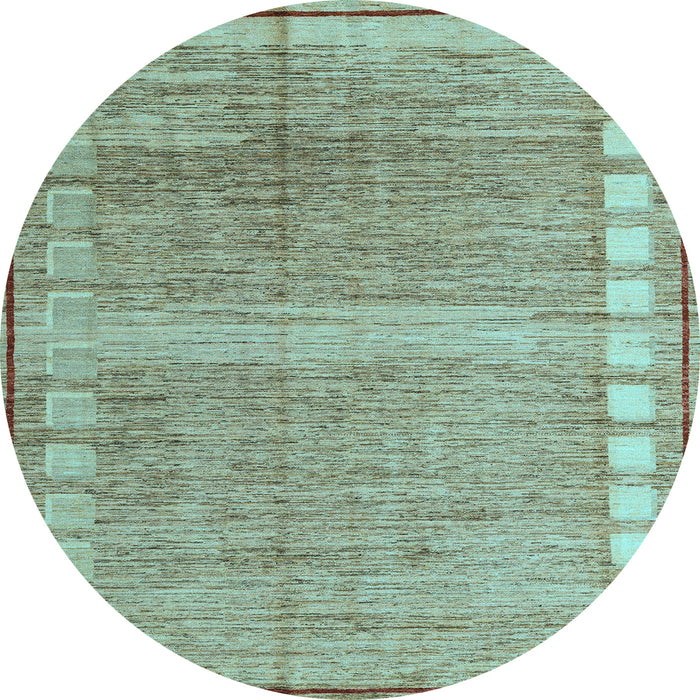 Round Oriental Light Blue Modern Rug, abs4727lblu