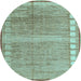 Round Oriental Light Blue Modern Rug, abs4727lblu