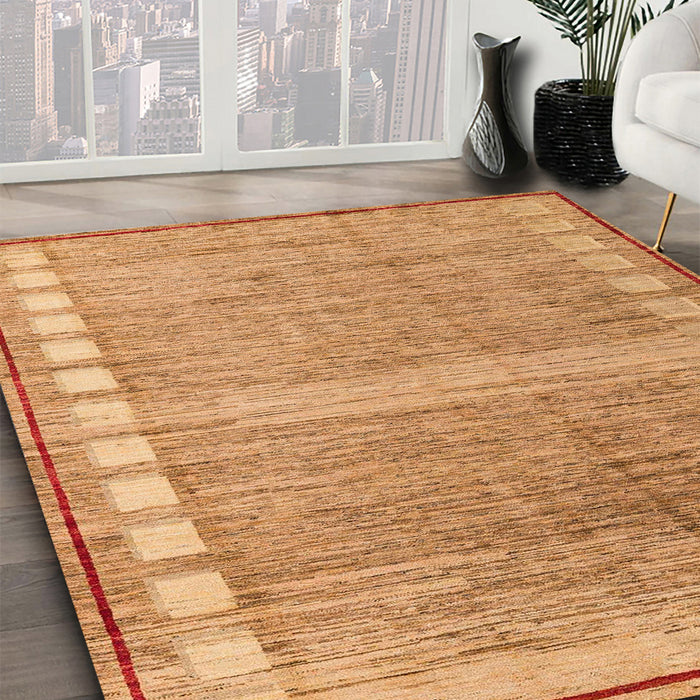 Abstract Orange Oriental Rug in Family Room, abs4727