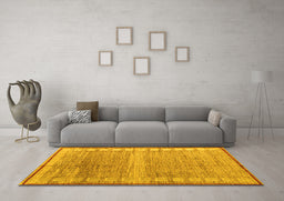 Machine Washable Oriental Yellow Modern Rug in a Living Room, wshabs4727yw