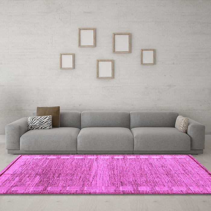 Machine Washable Oriental Purple Modern Area Rugs in a Living Room, wshabs4727pur