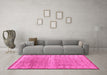 Machine Washable Oriental Pink Modern Rug in a Living Room, wshabs4727pnk