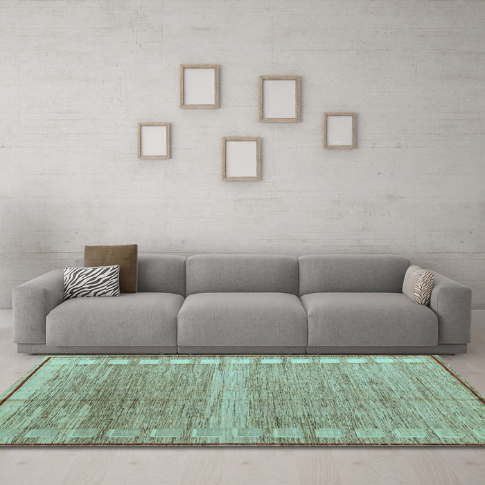 Machine Washable Oriental Light Blue Modern Rug in a Living Room, wshabs4727lblu
