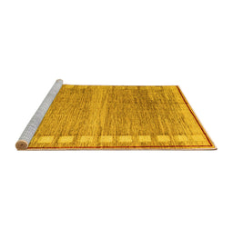Sideview of Machine Washable Oriental Yellow Modern Rug, wshabs4727yw