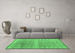 Machine Washable Oriental Emerald Green Modern Area Rugs in a Living Room,, wshabs4727emgrn