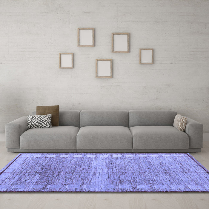 Machine Washable Oriental Blue Modern Rug in a Living Room, wshabs4727blu