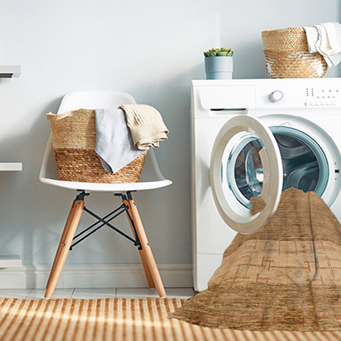 Machine Washable Abstract Orange Rug in a Washing Machine, wshabs4728