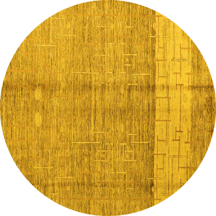 Round Machine Washable Oriental Yellow Modern Rug, wshabs4728yw