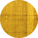 Round Machine Washable Oriental Yellow Modern Rug, wshabs4728yw