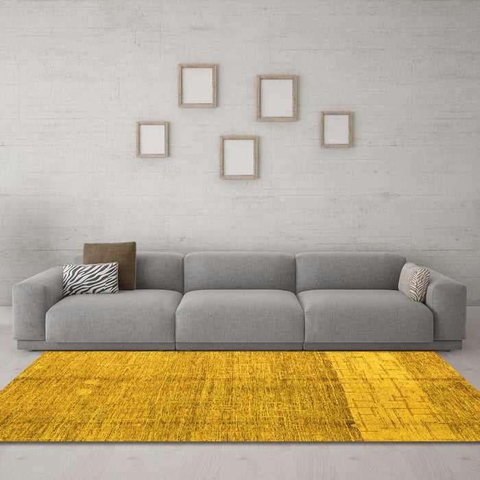 Machine Washable Oriental Yellow Modern Rug in a Living Room, wshabs4728yw