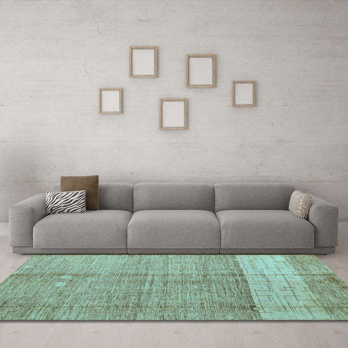Machine Washable Oriental Light Blue Modern Rug in a Living Room, wshabs4728lblu