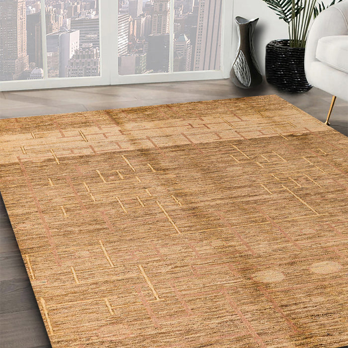 Abstract Orange Oriental Rug in Family Room, abs4728