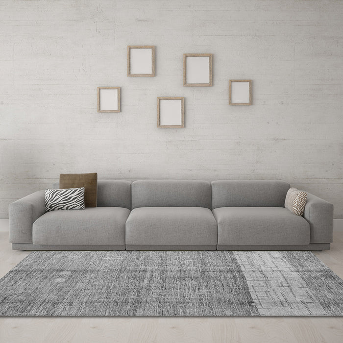 Machine Washable Oriental Gray Modern Rug in a Living Room,, wshabs4728gry