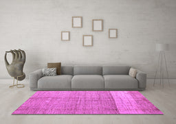 Machine Washable Oriental Purple Modern Area Rugs in a Living Room, wshabs4728pur